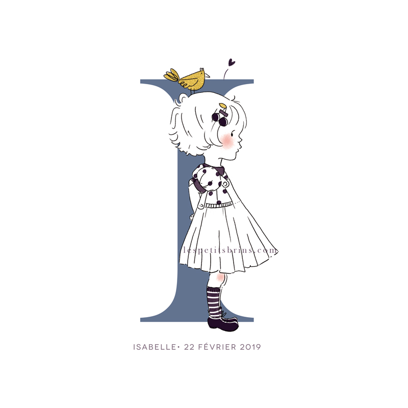 Affiche initiale personnalisable - Petite fille