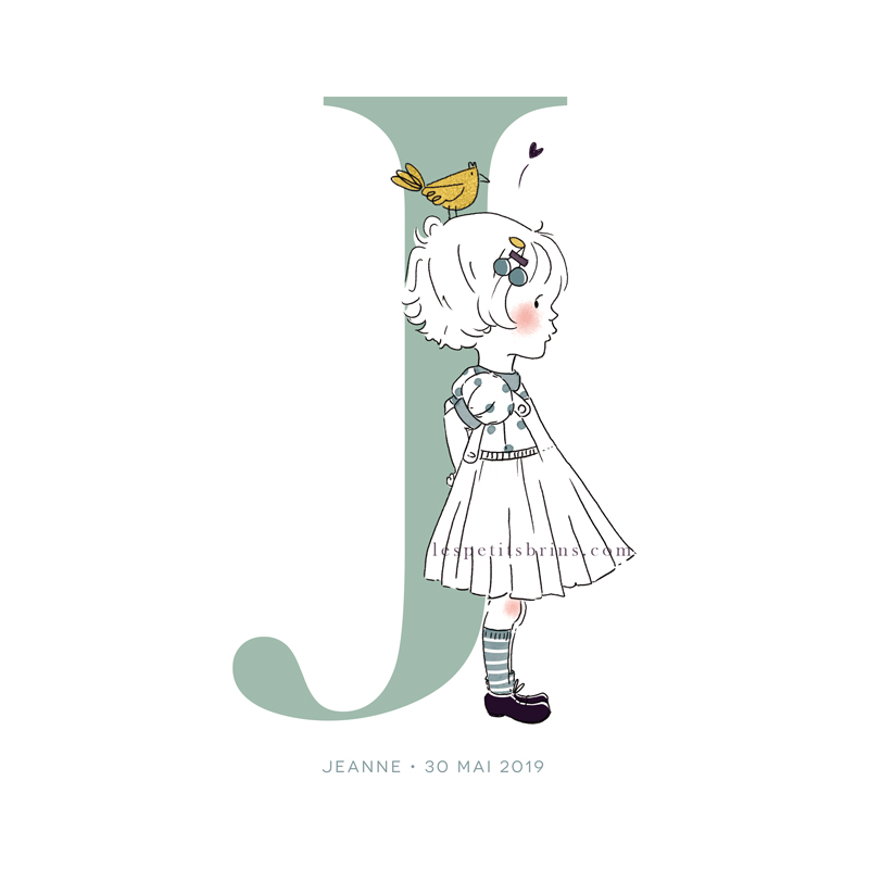 Affiche initiale personnalisable - Petite fille