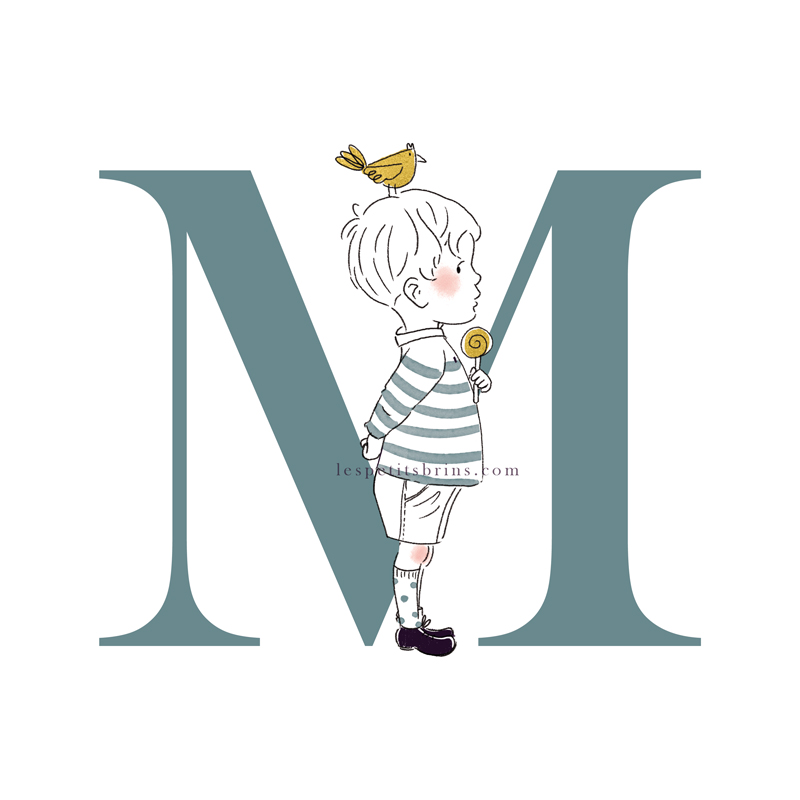 Affiche initiale personnalisable - Petit garçon